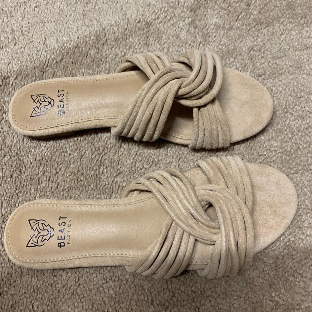 Brand new nude colored slip on sandals